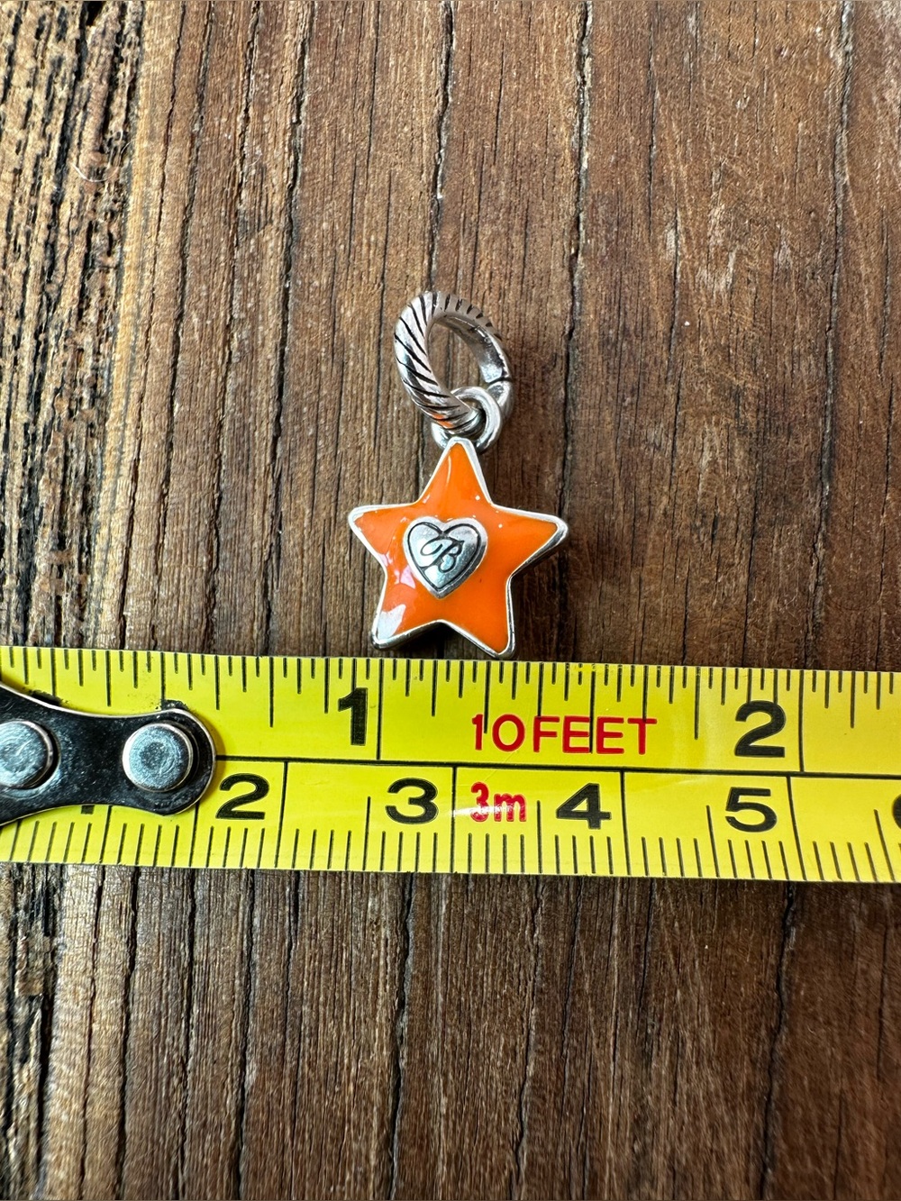 Sterling Silver Orange Star Charm with Heart Accent - Picture 3 of 5